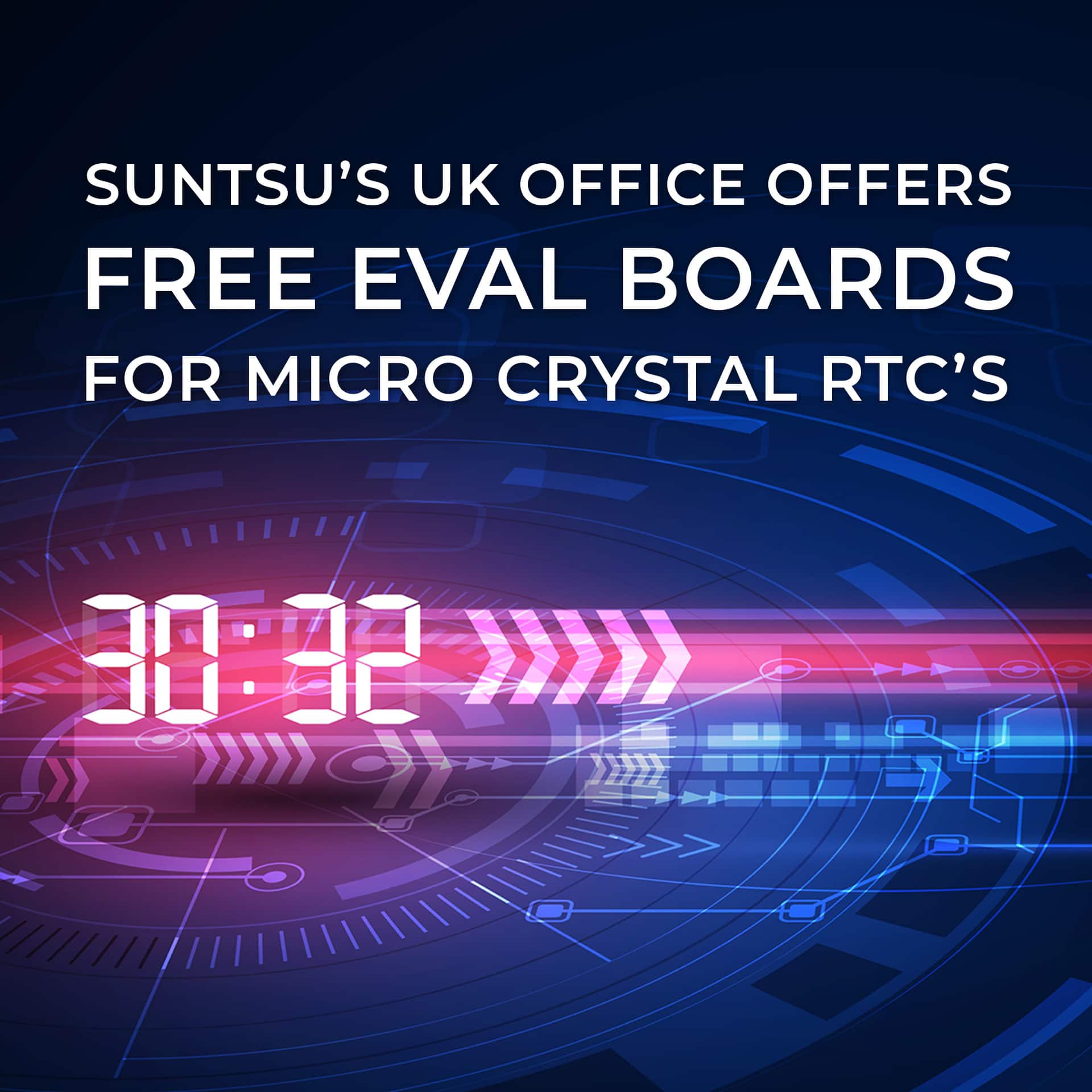 Suntsu's UK office offers free eval boards for MicroCrystal RTCs