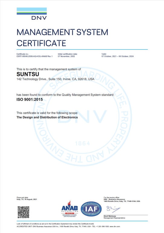 Suntsu ISO Certification 2021